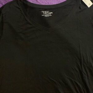 Women’s Time and Tru Black V-neck Tee